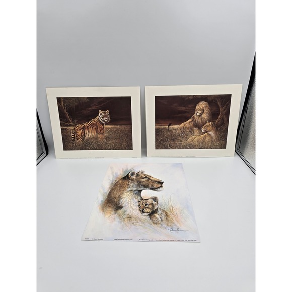 Ruane Manning Other - Ruane Manning Wildlife Art Prints Lion Tiger‎ Set Litho USA